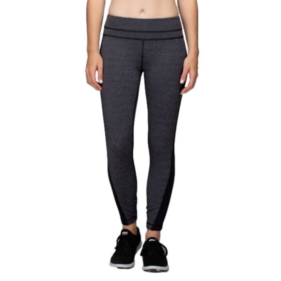 lululemon athletica Pants - Lululemon Run Pace Wee Stripe Black Heathered Tights